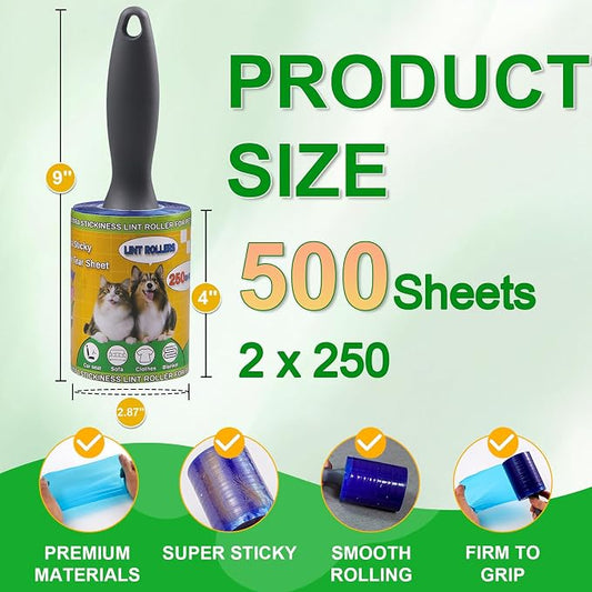 Lint Roller for Pet Hair 500 Sheets Extra Sticky Pet Hair Remover for Clothes - Image 2