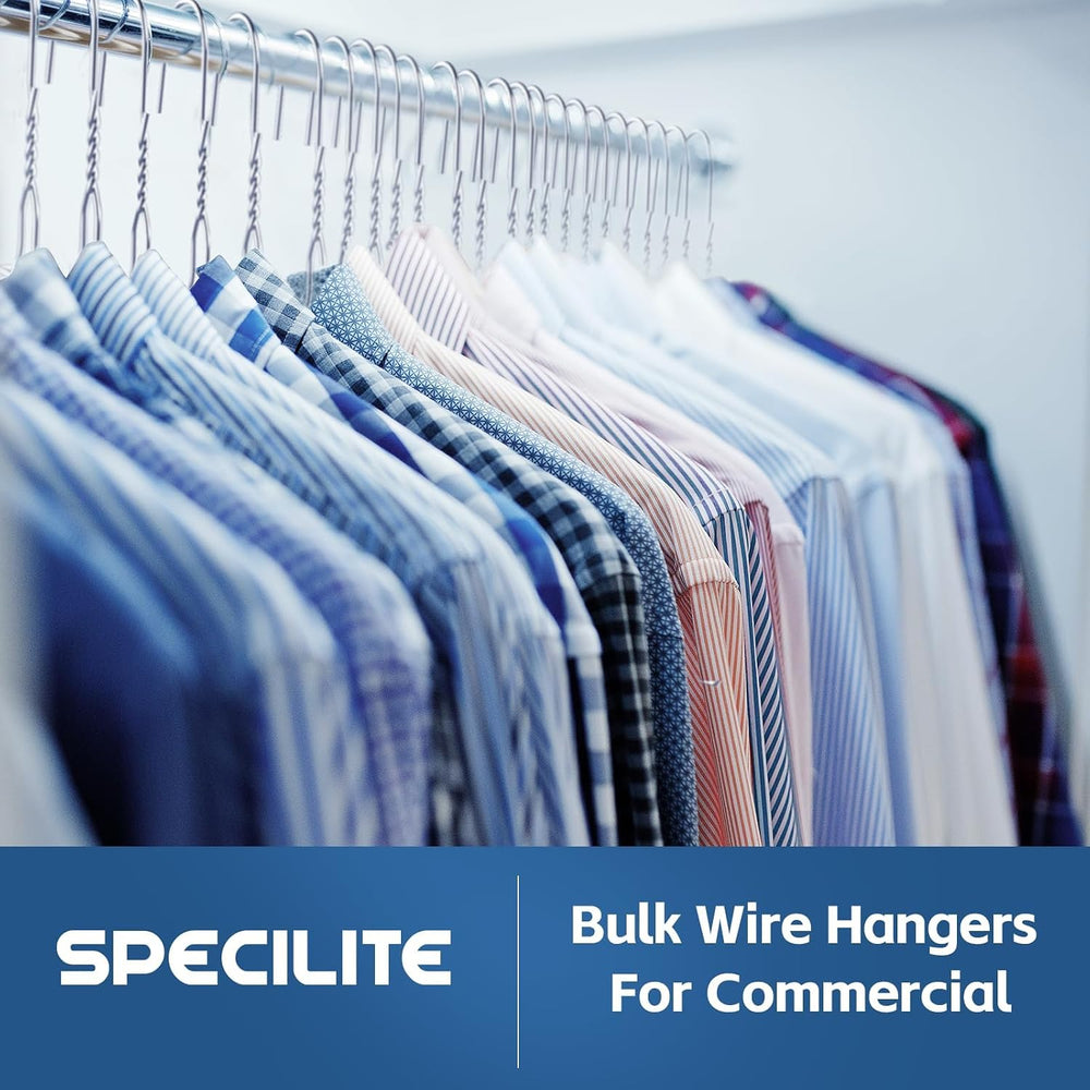 SPECILITE 18” Wire Metal Clothes Hangers Bulk 100 Pack, Ultra Thin, Silver