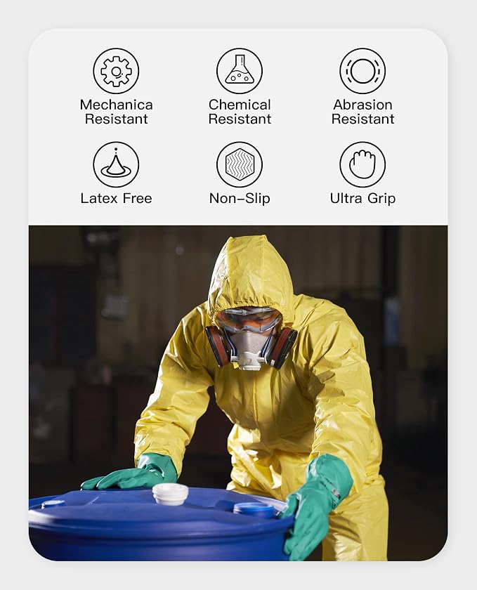 PACIFIC PPE 2 Pairs Nitrile Chemical Resistant Gloves, Resist Strong Acid - Image 2