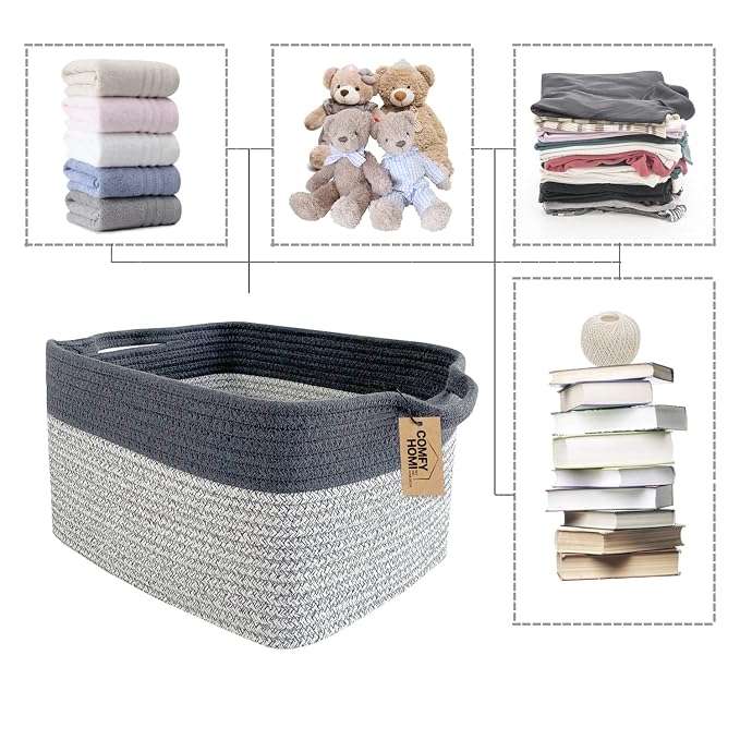 COMFY-HOMI 3Pack Cotton Rope Square Basket - Image 6