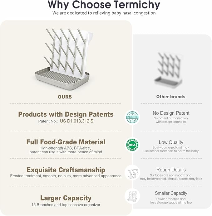 Termichy Baby Bottle Drying Rack: Large Vertical Bottle Dryer Rack Holder - Image 6