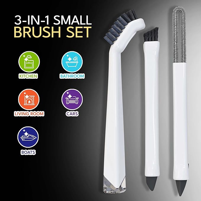 Small Cleaning Brush Set 3pcs—Crevice Brushes - Image 2