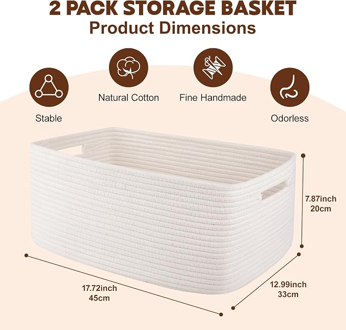 OIAHOMY Storage Basket for Shelves, Closet Cube Storage Bins Baskets for - Image 2