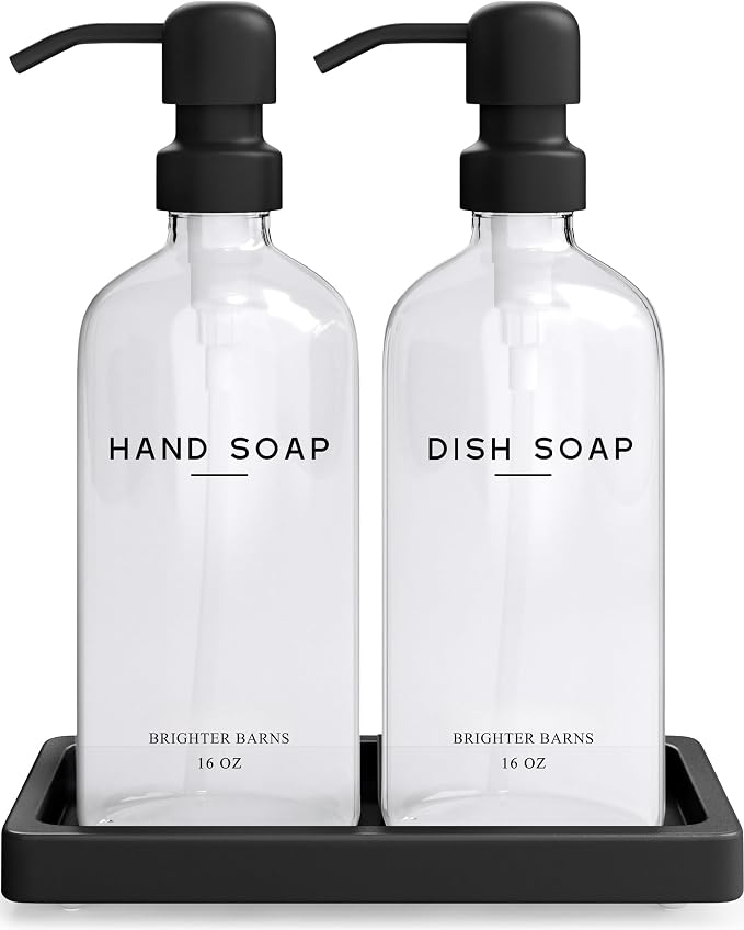 Glass Hand and Dish Soap Dispenser Set by Brighter Barns by BrighterBarns