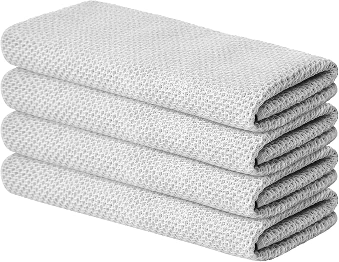 Artoid Mode 100% Cotton Light Grey Waffle Weave Kitchen Dish Cloths, 13x28 Inch by ArtoidMode