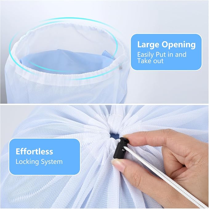 OTraki 16 x20 Inch Small Laundry Bags 2PCS Fine Mesh Washing Bag Drawstring - Image 3