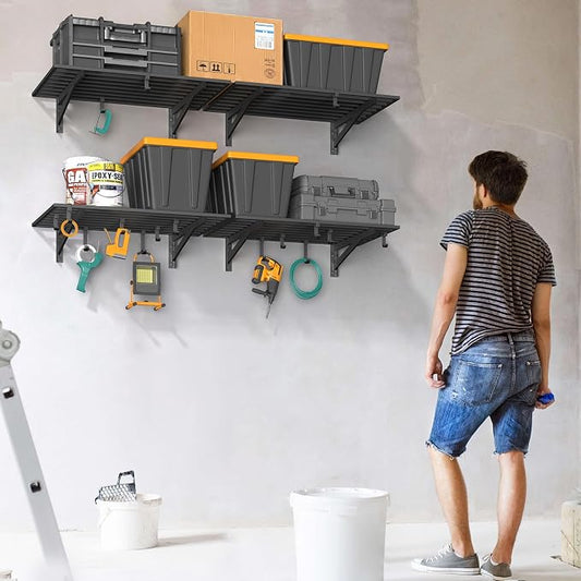 4-Pack 2x3ft Garage Shelving Wall Mounted, 800LB Capacity - Image 2