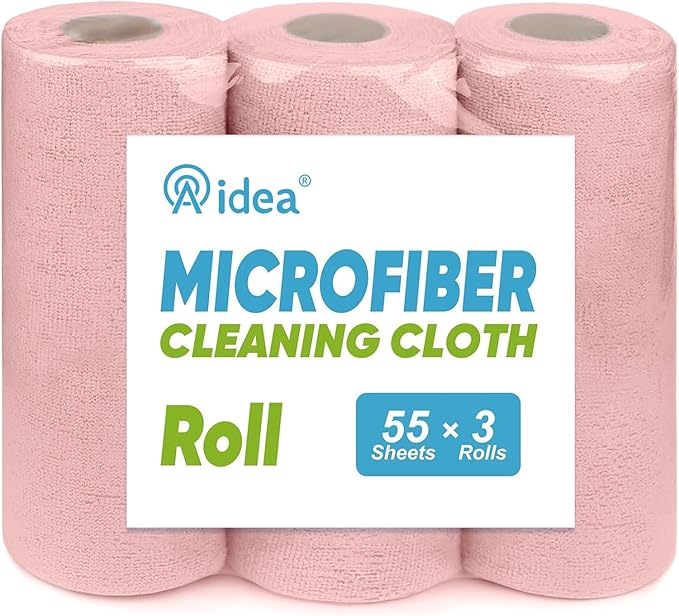 AIDEA Microfiber Cleaning Cloth 165 Sheets 3 Roll, Microfiber Towels by AIDEAHOME