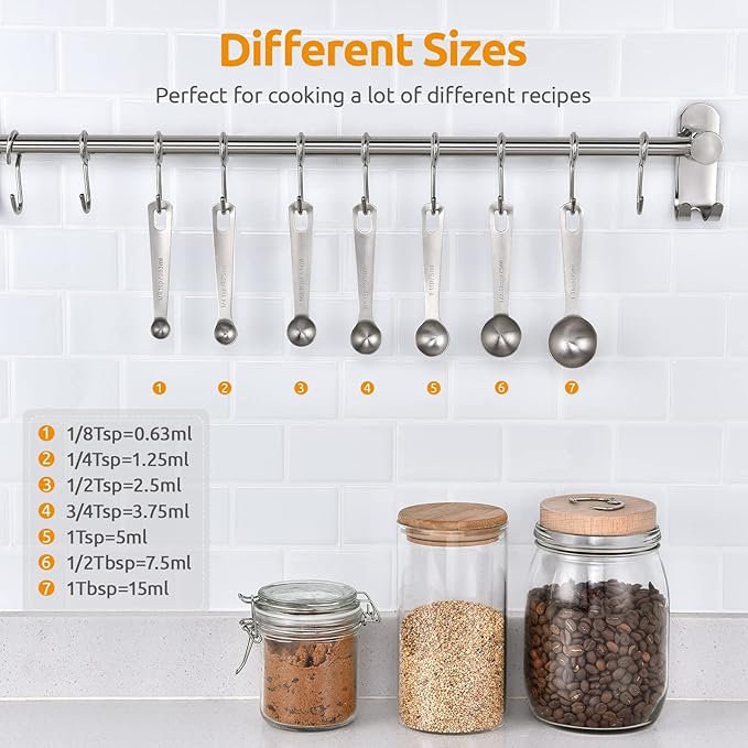 U-Taste 18/8 Stainless Steel Measuring Spoons Set: 7 Piece - Image 2