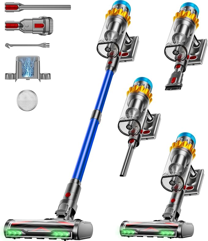 Cordless Vacuum Cleaner, 600W 50KPA 65Min Powerful Vacuum Cleaners by JRFYHFT