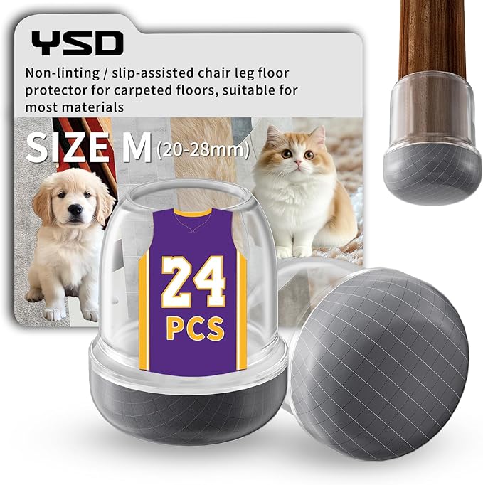 YSD 1Inch 24 Pcs Silicone Chair Leg Floor Protectors, Hair and dust Resistant by Unknown
