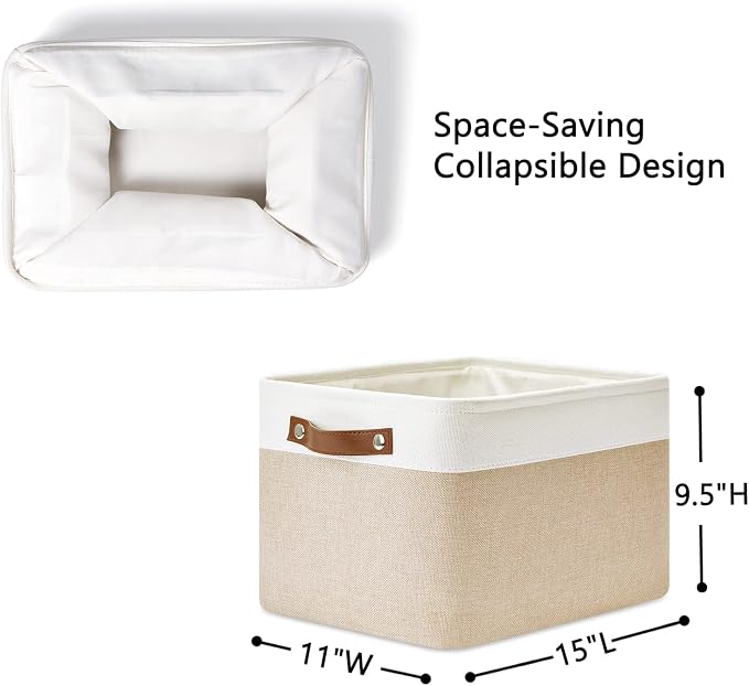 DULLEMELO Fabric Storage Bins for Laundry, Foldable Storage Baskets for Shelves - Image 2