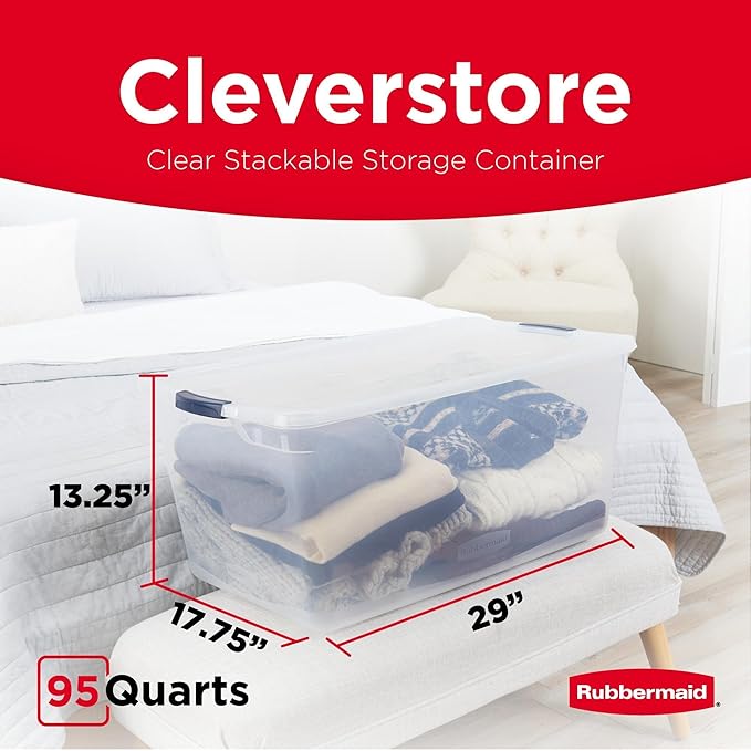 Rubbermaid Cleverstore 95 Qt Clear Storage Bins - Image 2