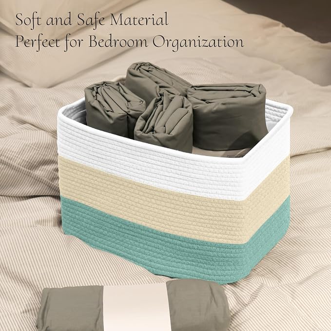Hopegiver Woven Storage Baskets 15x11x10 Inch, 1 Pack Collapsible Cube Storage - Image 5