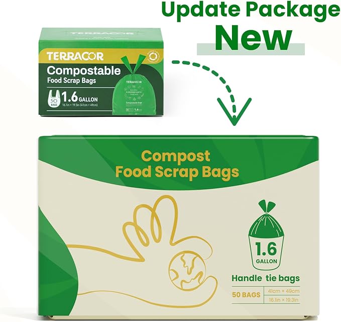 1.6 Gallon Compostable Food Scrap Bags Handle Tie - Image 2