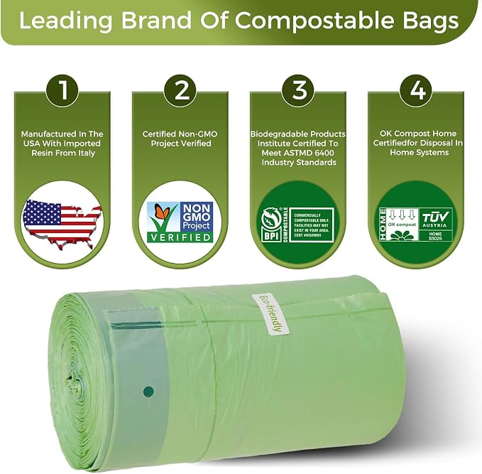 3 Gallon Compostable Trash Bags Drawstring, Heavy Duty Extra Thick 1 Mil - Image 8
