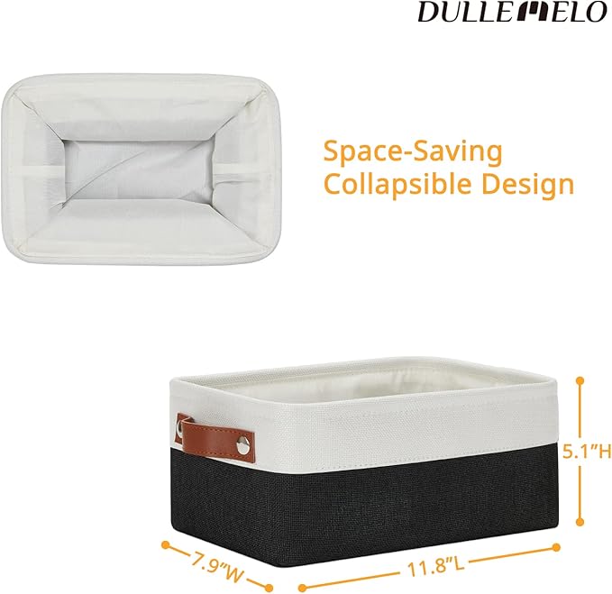 DULLEMELO Small Storage Bin, Collapsible Rectangular Fabric Basket - Image 2