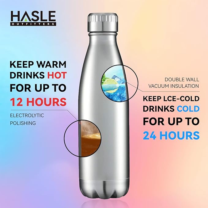 HASLE OUTFITTERS 17oz Stainless Steel Water Bottles Bulk, Vacuum Insulated - Image 4