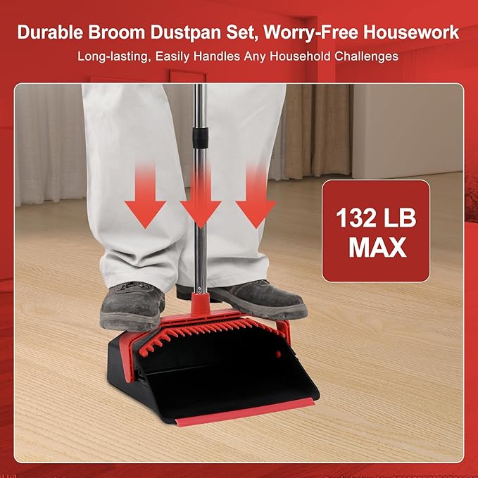 Upgrade Broom with Dustpan Combo Set, Broom and Dustpan Set with 51'' Long - Image 3