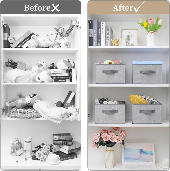 Storage Baskets, 11-Inch Woven Fabric Bins, Storage Cubes - Image 6