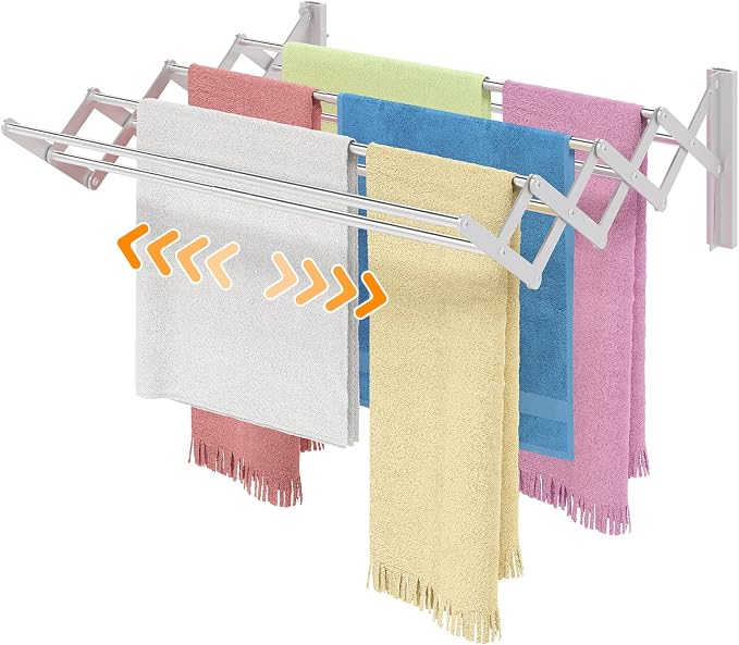 X-cosrack Wall Mounted Clothes Drying Rack, Wide Large Rustproof Retractable by X-cosrack