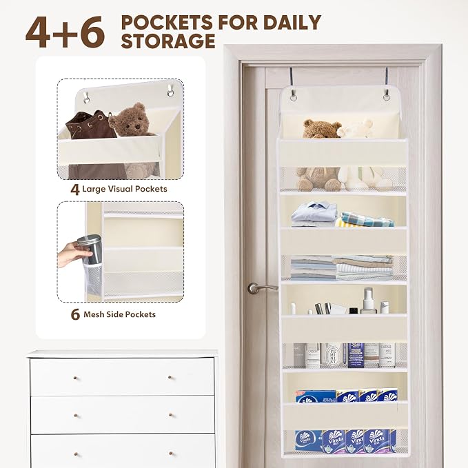 QINGUANG Over The Door Organizer, Hanging Organization and Storage, Behind Door - Image 3