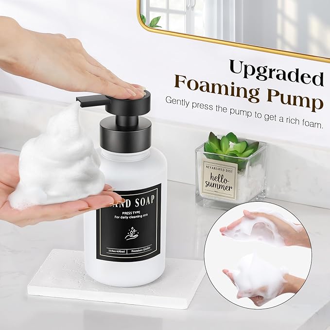 Luxspire Foaming Soap Dispenser, Glass Foam Pump Soap Dispenser, Non-Slip Hand - Image 2