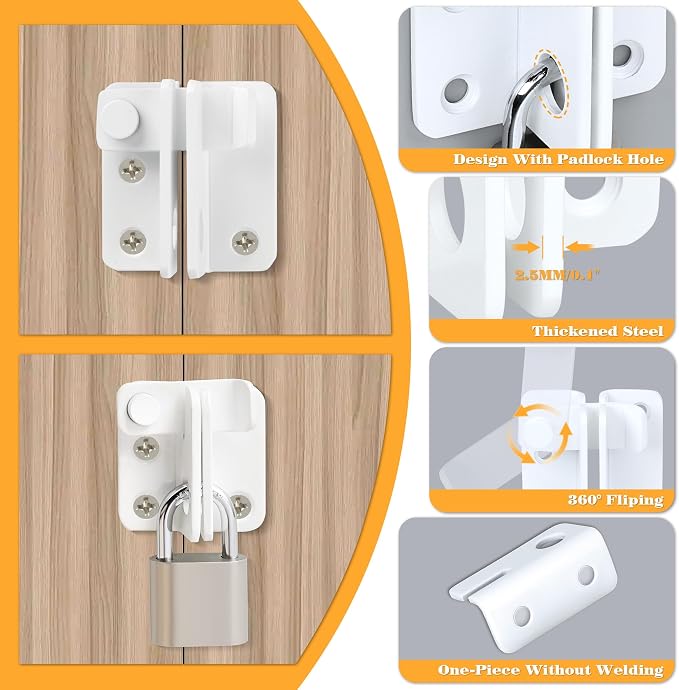 Alise Flip Latch Gate Latch White Shed Lock Shed Latch Barn Door Lock Locking - Image 4