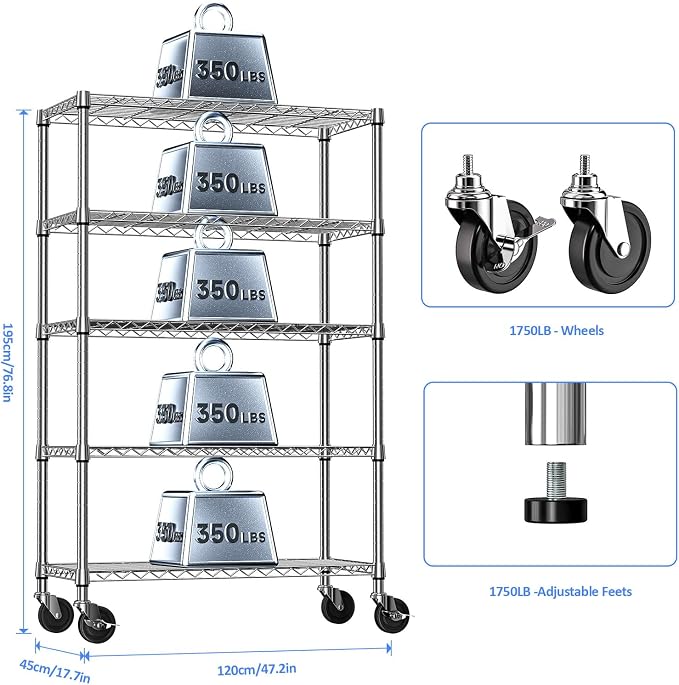 IZEUK 5-Tier Storage Shelving Unit - Image 3