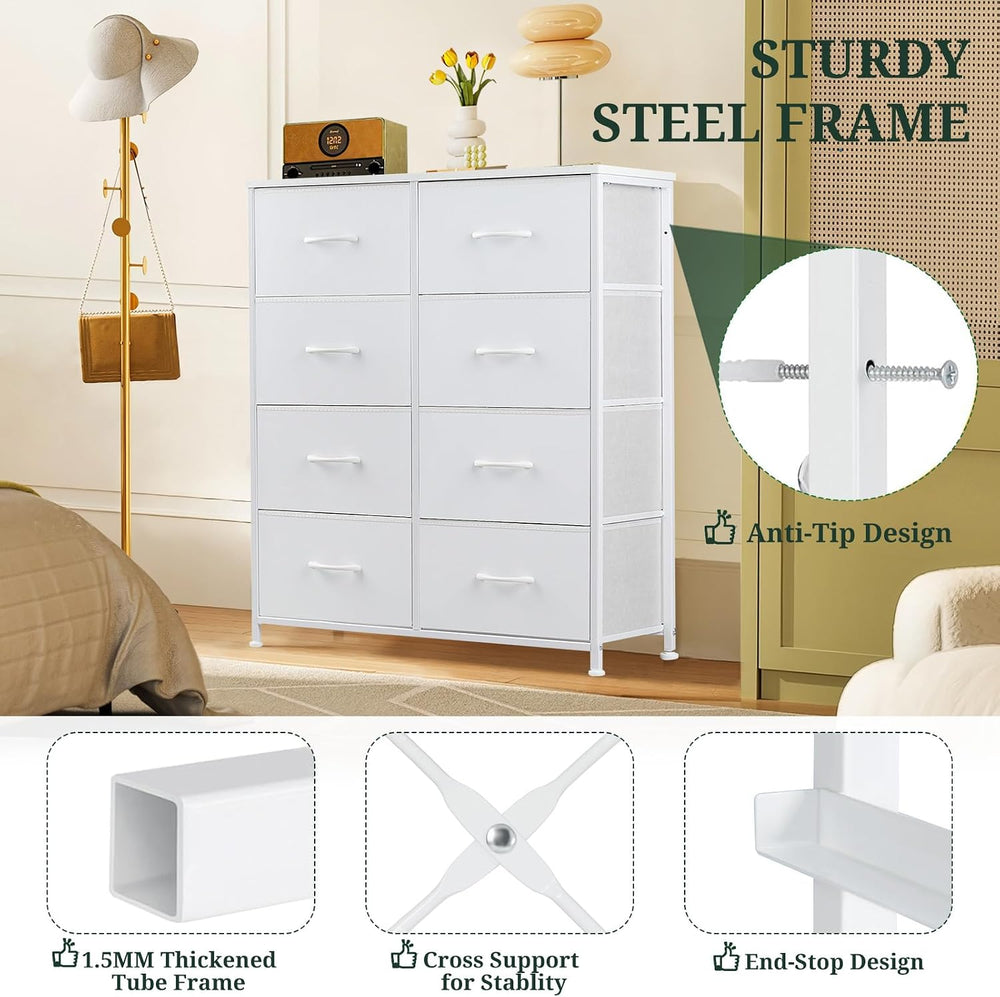 8-Drawer Dresser for Bedroom, Anti-Tip Tall Storage Organizer