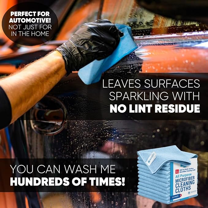 12" x 12" MW Pro Multi-Surface Microfiber Cleaning Cloths | Blue - Image 7