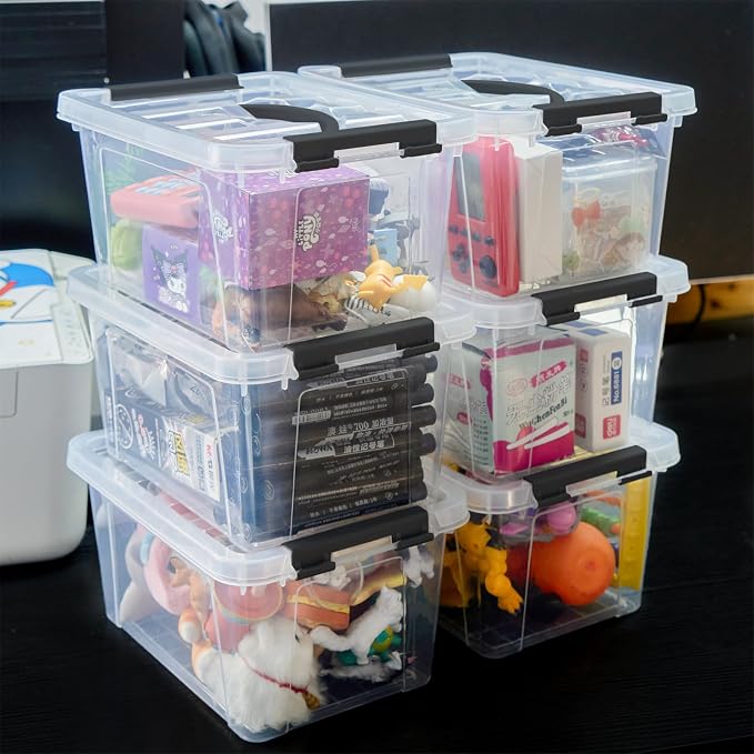 6 Quart Plastic Stackable Storage Latch Bins - Image 2