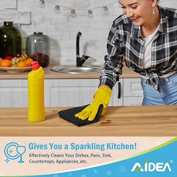 AIDEA Microfiber Cleaning Cloth Black 8PK, Microfiber Towels - Image 5