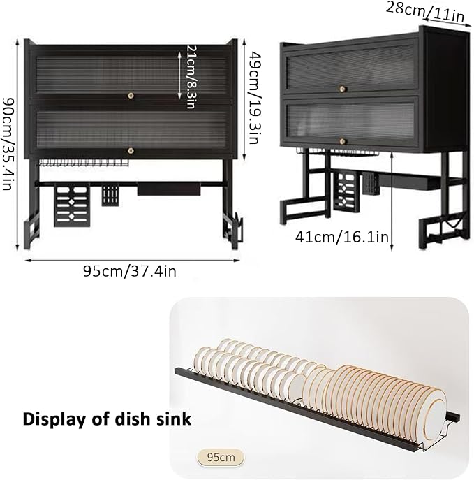 Dish Drying Rack 4 Tiers with Cover, Keep Kitchen Sink Shlef Organized - Image 7