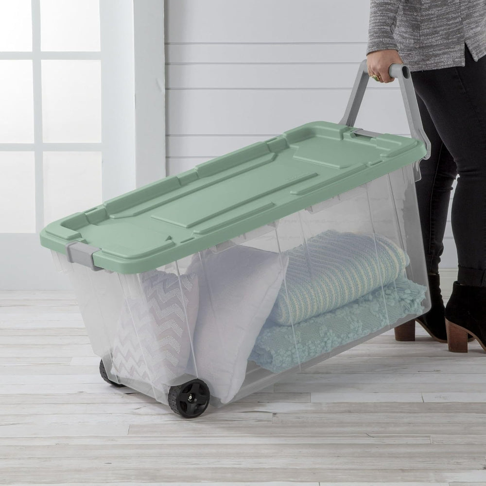 Extra Large Storage Bin, 40 Gallon Wheeled Plastic Storage Container with Han...