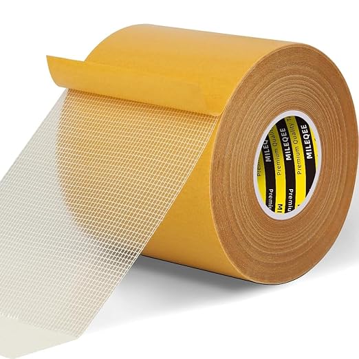Double-Sided Mesh Carpet Tape Heavy Duty, 2.4in x 66FT, Large Durable Duct by MILEQEE