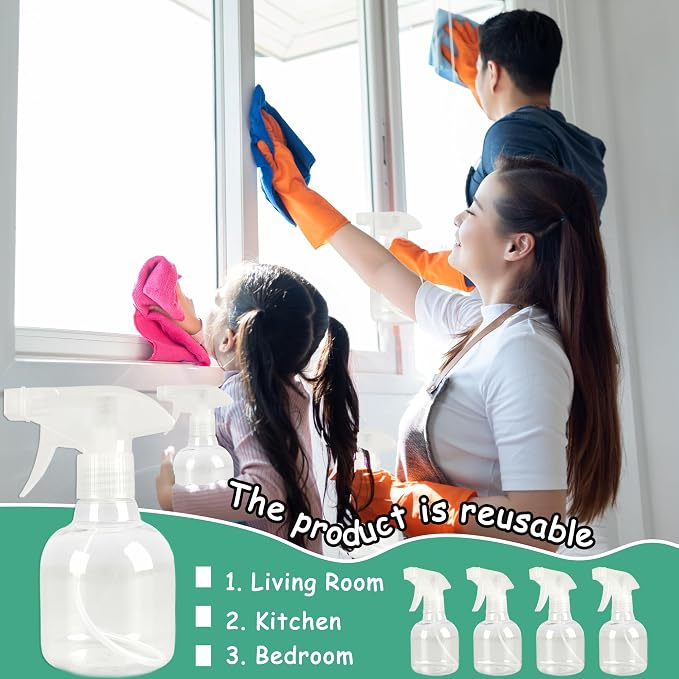 25 Pcs Plastic Spray Bottles 8 oz Empty Clear Refillable Spray Bottles - Image 5