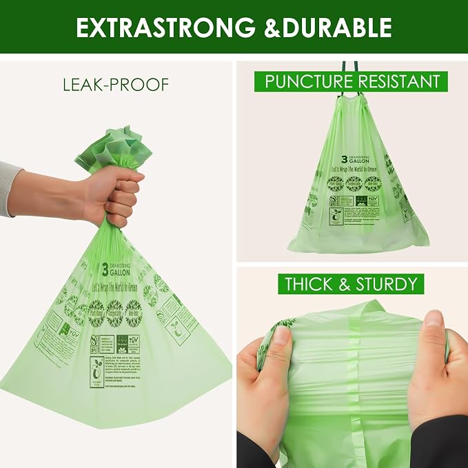 3 Gallon Compostable Trash Bags - Image 3