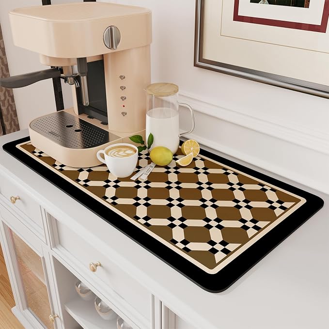 AMOAMI Coffee Mat Hide Stain Rubber Backed Absorbent Dish Drying Mat by AMOAMI