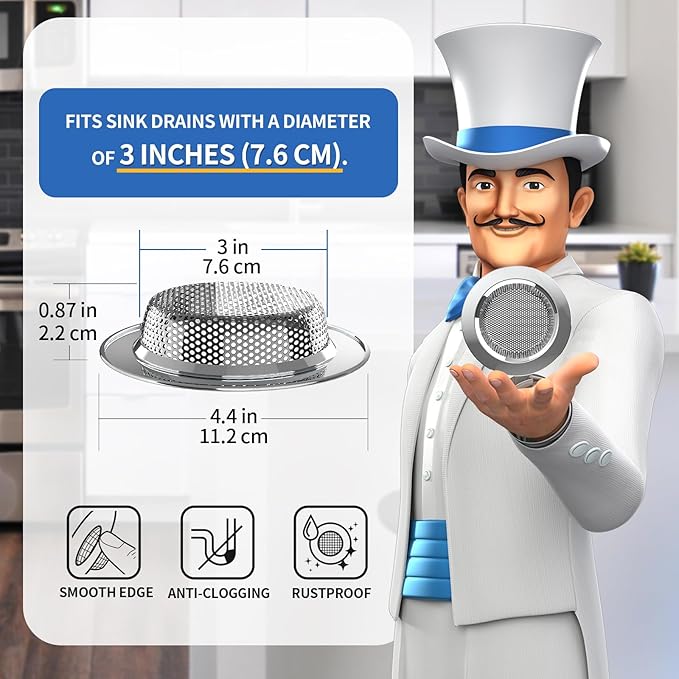 MR.SIGA Kitchen Sink Strainer, Stainless Steel Sink Drain Strainer, Dishwasher - Image 2