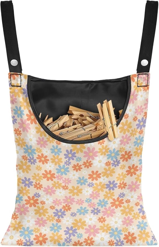 2 Pcs Flower Clothes Pin Hanging Bag, Clothespin Bag Organizer Clothes Pin Bag by Unknown