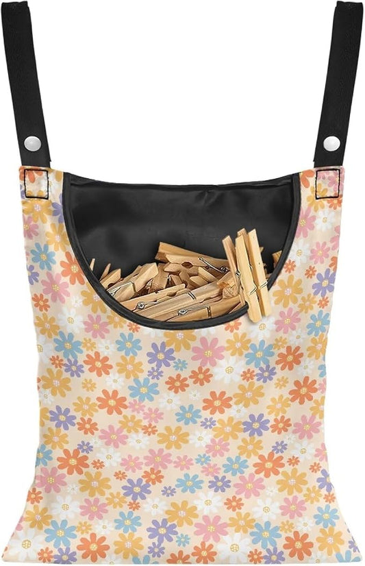 2 Pcs Flower Clothes Pin Hanging Bag, Clothespin Bag Organizer Clothes Pin Bag by Unknown