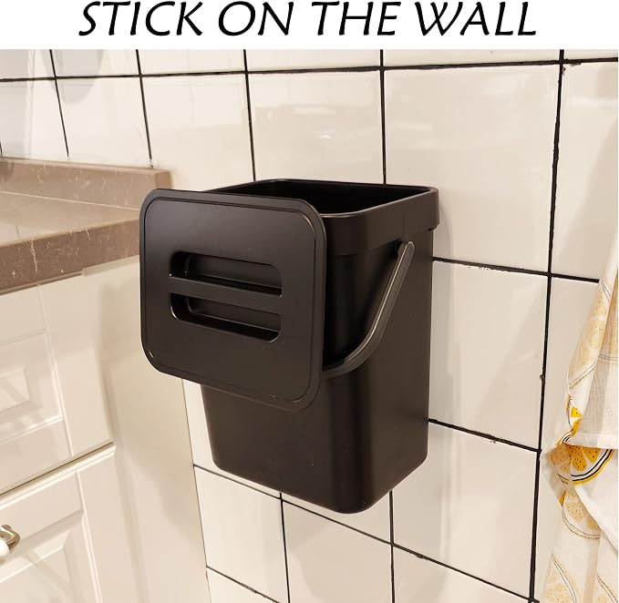 stonespace Kitchen Compost Bin for Countertop, Hanging Small Trash Can - Image 3