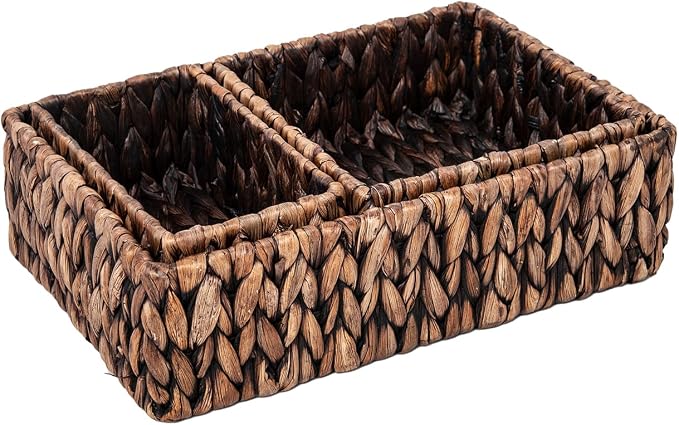 Handwoven Wicker Storage Baskets Set, Natural water hyacinth & Iron Frame | by Unknown