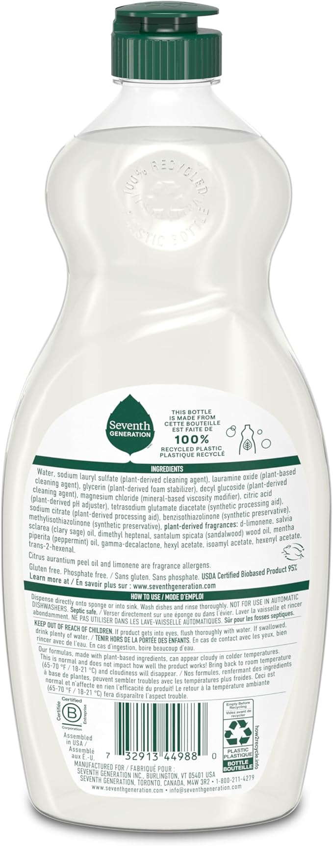 Seventh Generation Dish Soap Liquid Summer Orchard Scent Pack of 6 Dishwashing - Image 2