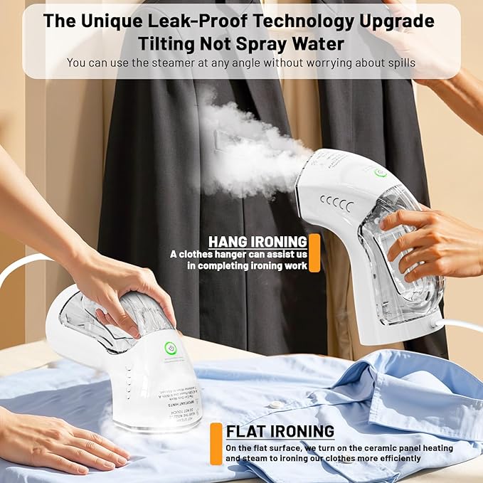 Steamer ＆ Iron 2 in 1 for Clothes, Ceramic Panel, Intelligent Chip Controls - Image 4