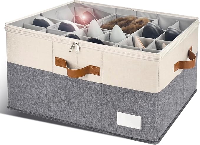 Shoe Organizer for Closet, Foldable Shoe Storage Bins by RONCHIL