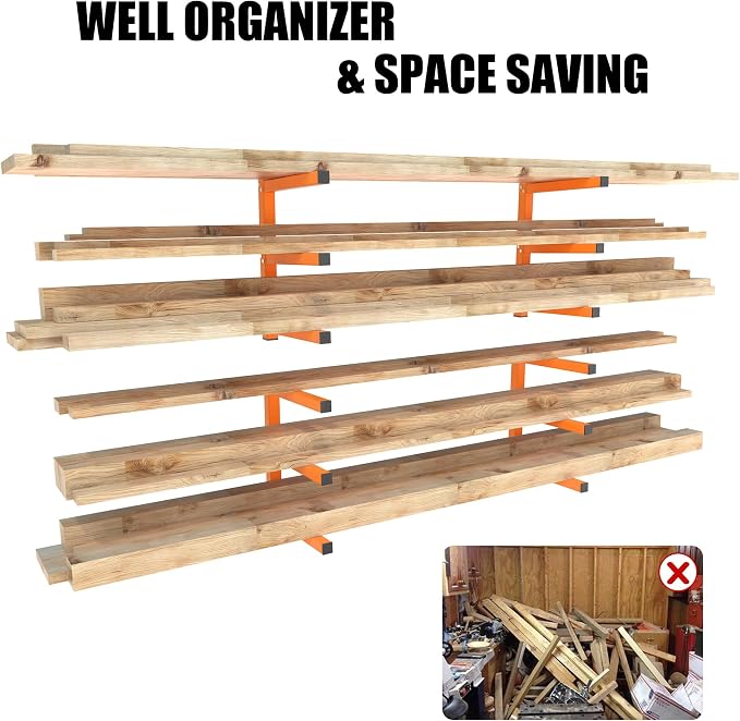 UNITEDPOWER Wall Mount Wood Organizer, Lumber Storage Rack, Heavy Duty Metal - Image 4