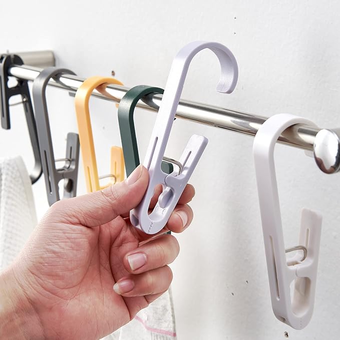 12 Pcs Large Clothes Pins Towel Clips, Strong Plastic Clothes Hanger. S Hook by MaxSparkling+life