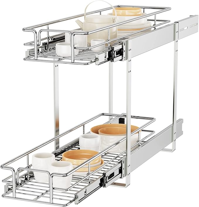 ROOMTEC Individual Pull Out Cabinet Organizer, 2 Tier Spice Rack Organizer by ROOMTEC